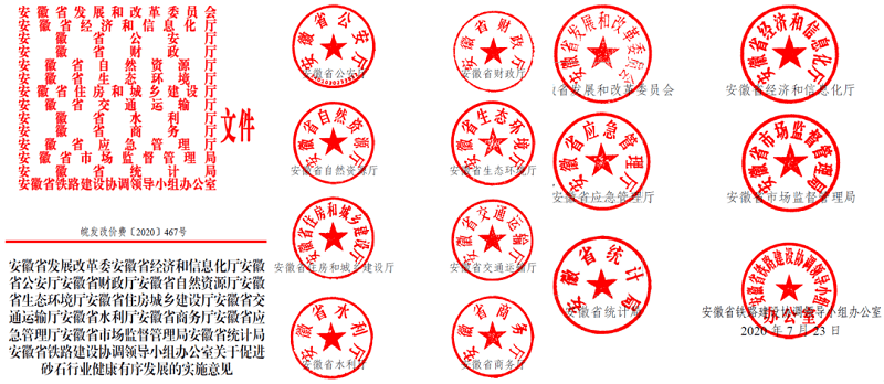 為促進(jìn)機(jī)制砂健康有序發(fā)展，安徽省發(fā)改委發(fā)布了實(shí)施方案文件